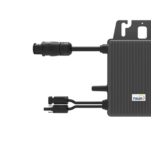 Ein schwarzer Kasten mit zwei Drähten - ein Solar-Wechselrichter