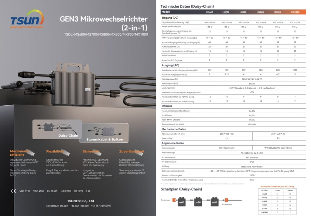 TSUN Wechselrichter TSOL-MS800 Gen3 (WIFI)