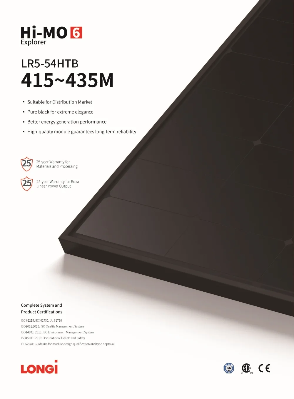 LONGi Hi-MO X6 LR5-54HTB420M Half-Cell Full-Black Solar Panel